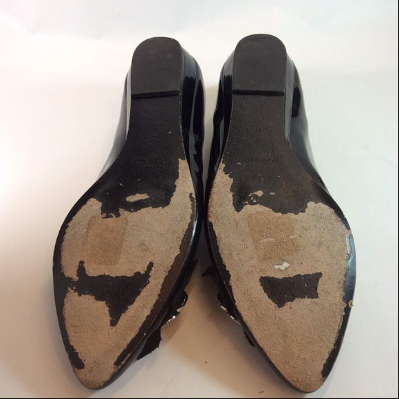 COACH Black Patent Leather Pointy Toed Flats Sz9B - Picture 3 of 8